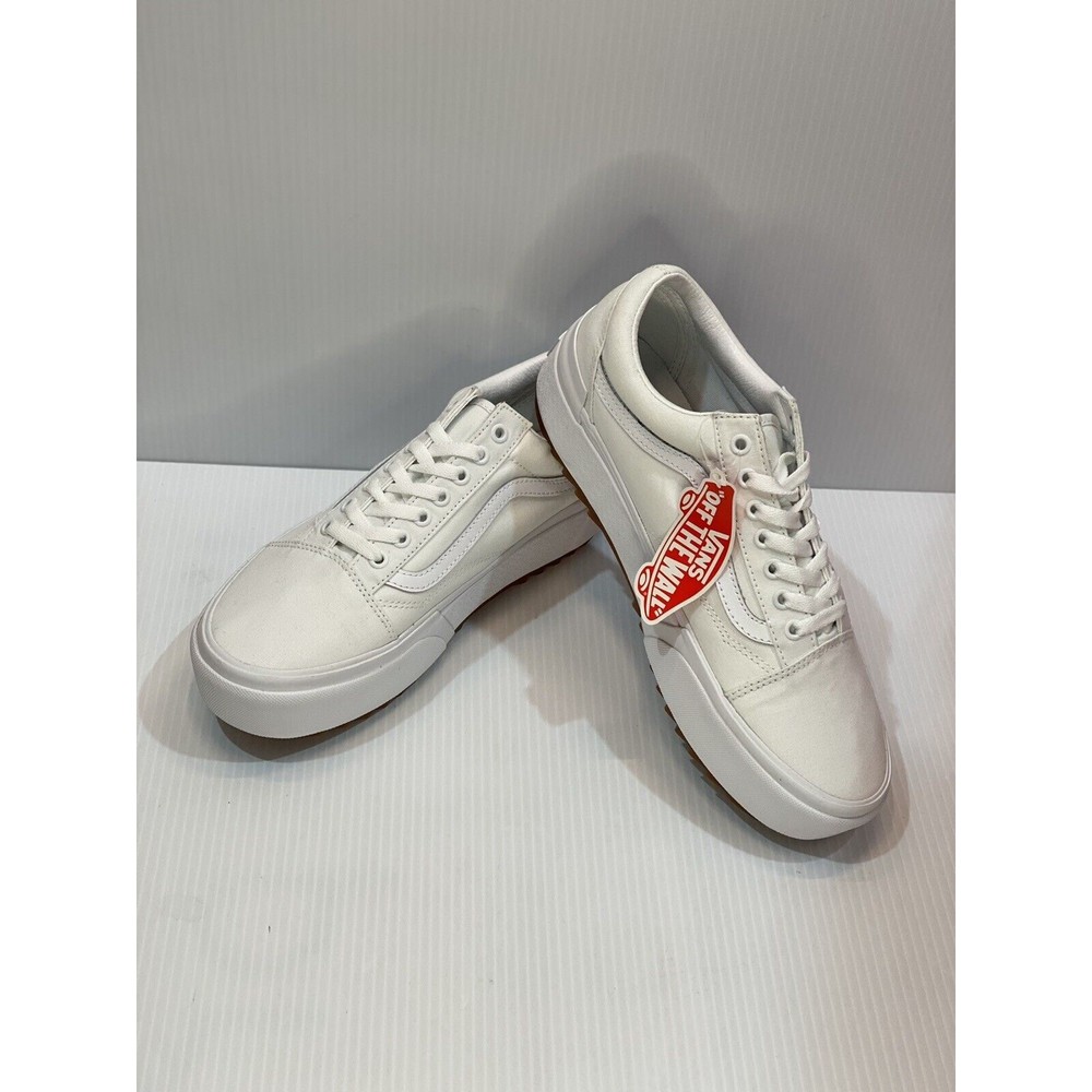 Women’s Size 11, Mens Size 9.5 - VANS Old Skool Stacked White